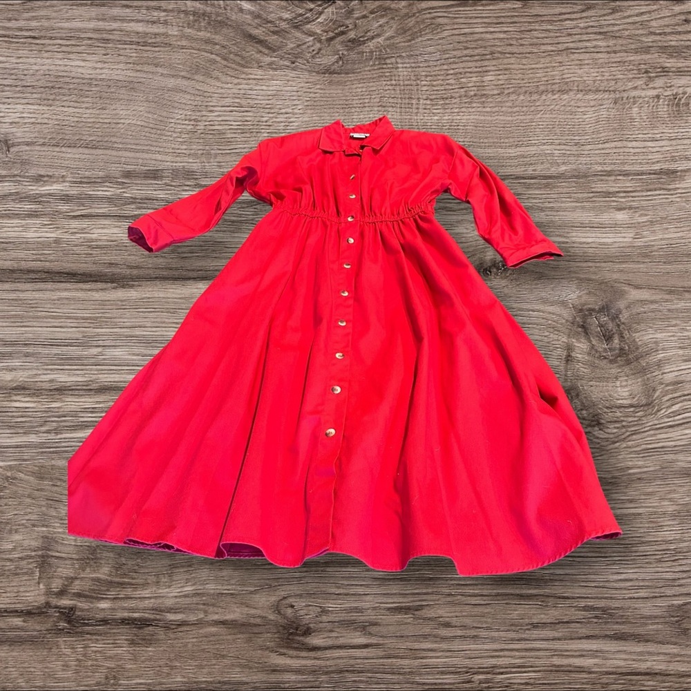 Vintage RTW Ready to Wind Down Red Long Sleeve Maxi Shirt Dress  Plus Size 1X